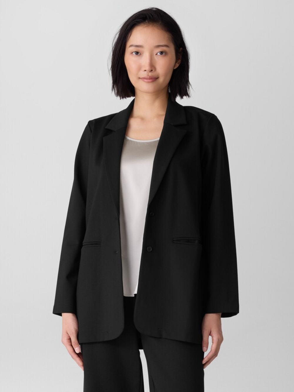 Eileen Fisher Flex Ponte Long Blazer in Black S